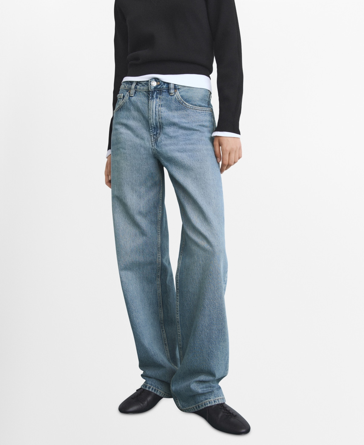 Mango Women's Miami Medium-Rise Straight-Fit Jeans - Medium Blue | Macy's