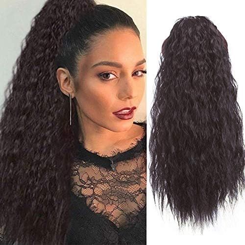 BUKOO 22 inches Corn Wave Drawstring Ponytail For Black Women, Clip in Ponytail Extension Elastic... | Amazon (US)