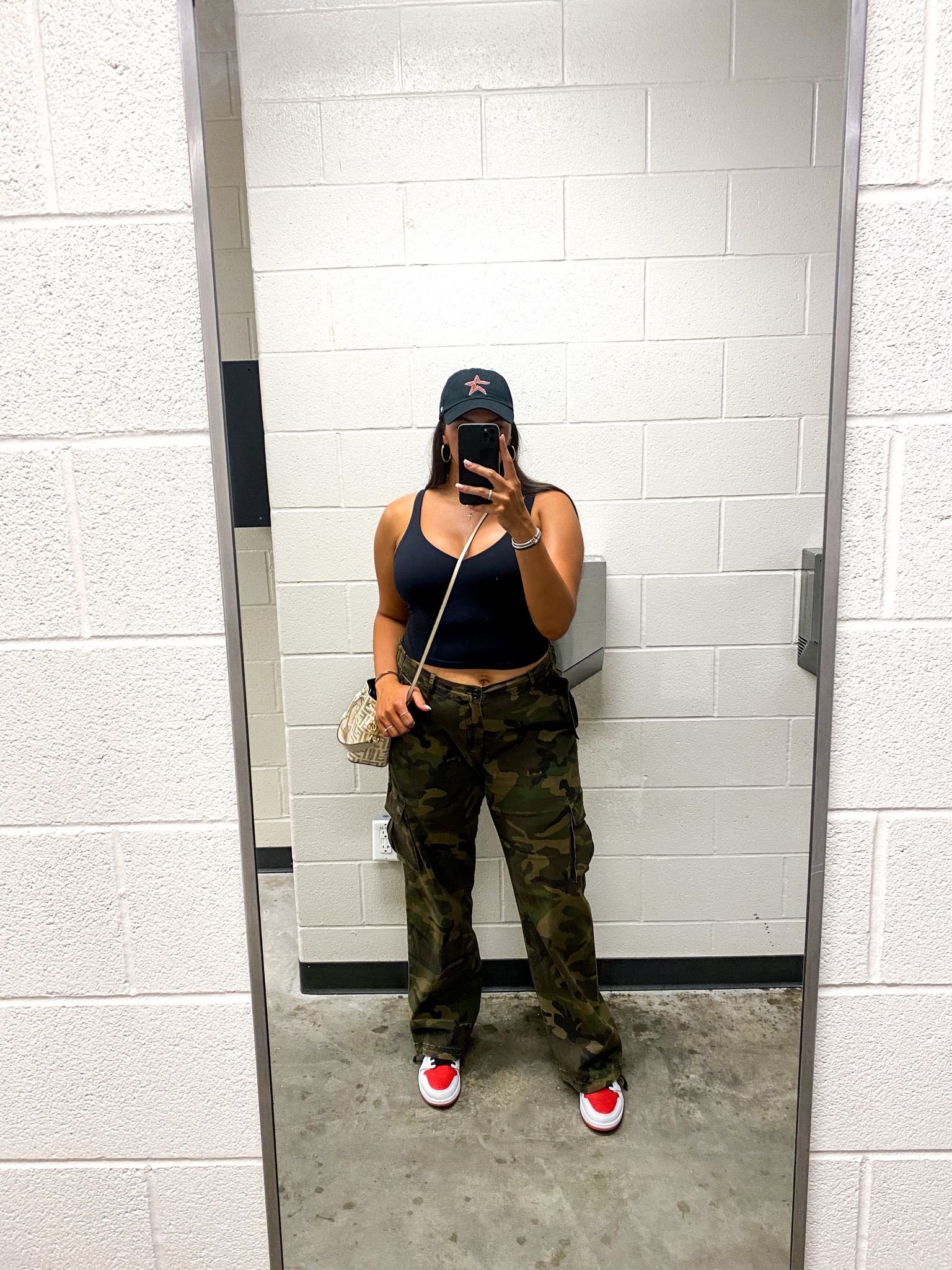 Day Outfit - Casual Outfit - Baseball Game Out 
Streetwear 

Camo Pants - Size Down if you don’t want a looser fit. I wanted a baggier fit so went with my original size large
(5’9 and the length is still long) 

Camo Pants 
Baggy Pants 
Tall Girl Pants 
Curvy Girl Pants 
Pants for Curves 
Nordstrom Finds 
Fendi Bucket Bag 
Gold Jewelry 
Amazon Jewelry 
Designer Look for Less 
Nike Shoes 
Jordan 1s 
High Top Sneakers 
Baseball Hat 
Astros Game Outfit 
Game Day Outfit
Sports Game Outfit
David Yurman Jewelry 
Basketball Game Outfit
Football Game Outfit 
Houston Astros

#LTKBeauty #LTKMidsize #LTKPlusSize