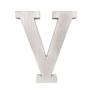 BarnwoodUSA Large 15.75 in. Free Standing Distressed White Wash Decorative Monogram Wood Letter (V) | The Home Depot