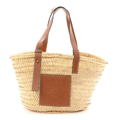 Raffia Basket Tote Bag Natural Tan | FASHIONPHILE (US)