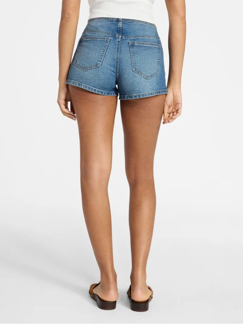 No Boundaries Festival Boho Lace Up Denim Shorts, 2.5" Inseam, Women's XXS-XXL | Walmart (US)