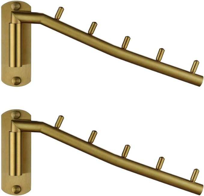 JQK Folding Clothes Hanger Rack, Stainless Steel Swing Arm Hook Holder, Clothing Hanging System D... | Amazon (US)