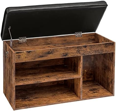 HOOBRO Shoe Storage Bench with Padded Cushion, Entryway Bench with Flip-Open Storage Box and Adjusta | Amazon (US)