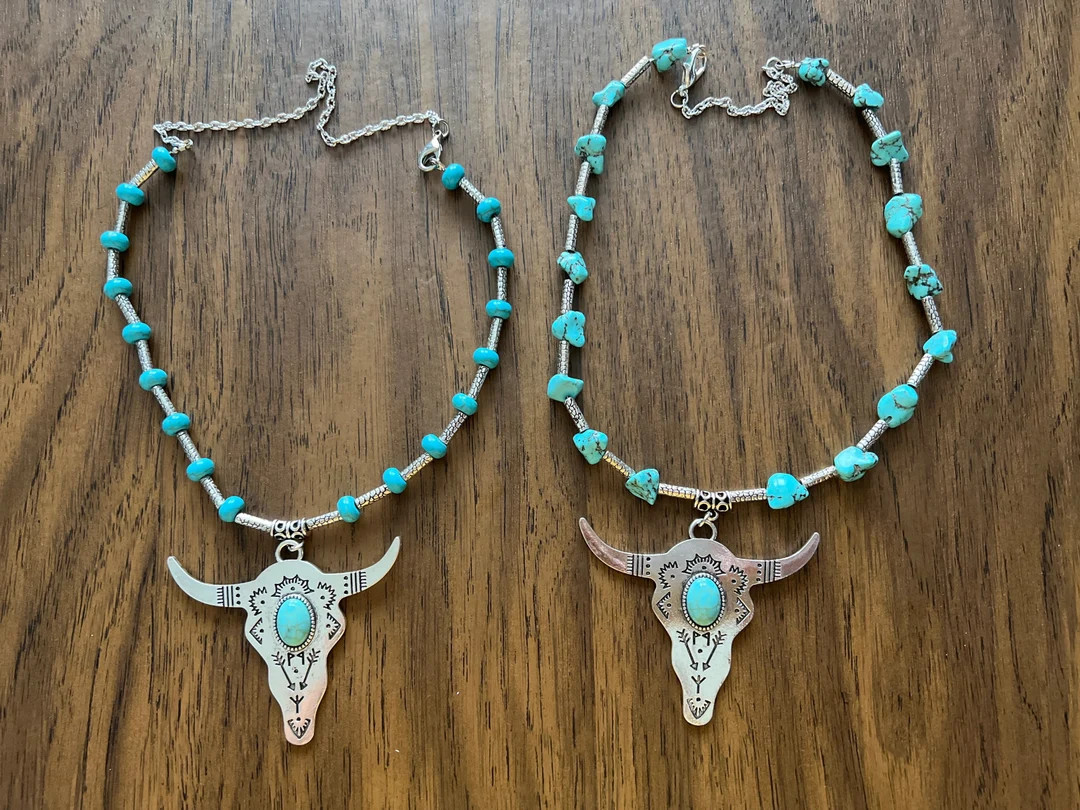 Texas Bull Longhorn Necklace, Western Style Necklace, Cowboy Necklace, Cowboy Jewelry, Bull Head ... | Etsy (US)