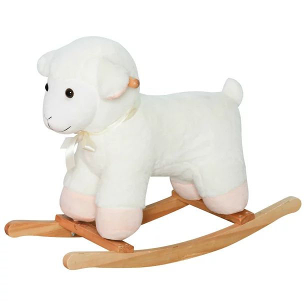 Qaba Lamb Rocking Horse Sheep, Nursery Stuffed Animal Ride On Rocker for Kids, Wooden Plush, Whit... | Walmart (US)