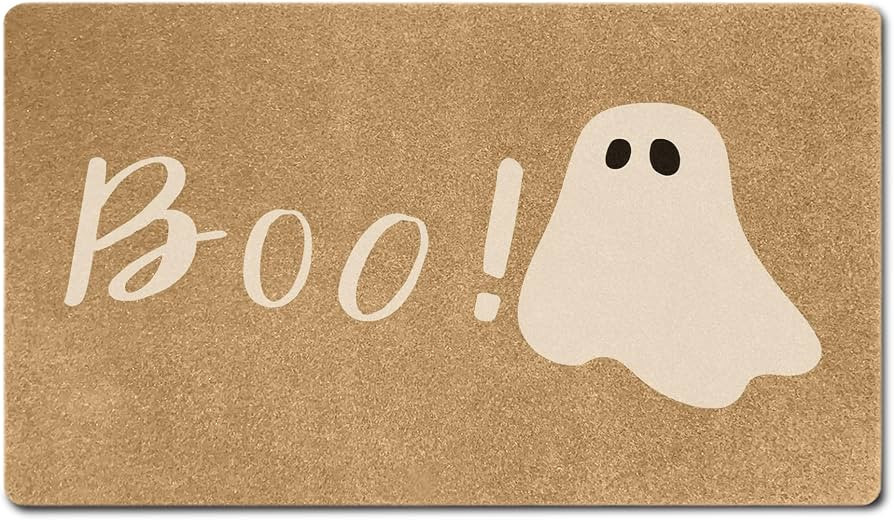 Halloween Ghost Boo Faux Coir Door Mats Outdoor 17x30 Inch | Amazon (US)