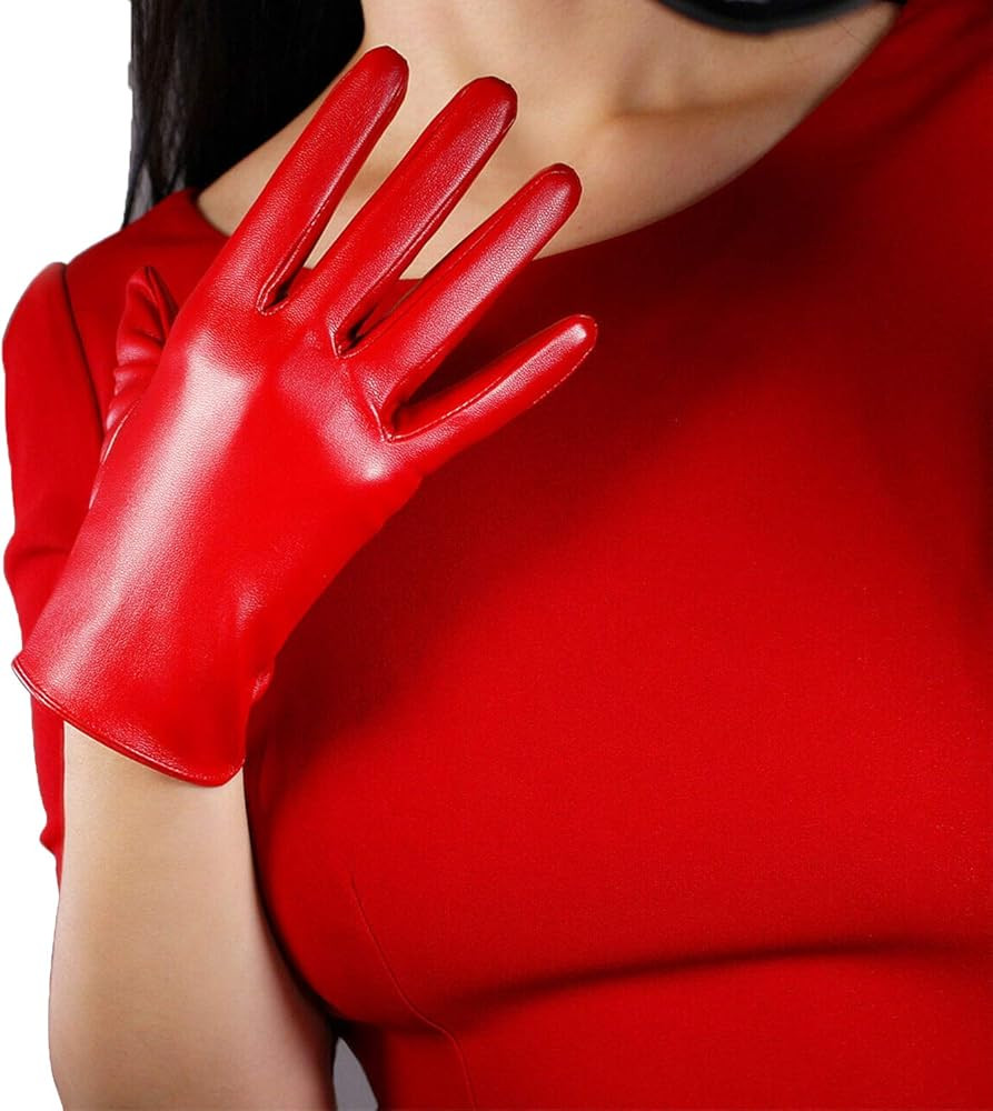 DooWay Women's Short Dress Leather Gloves for Evening Costumes Daily Faux Leather PU 21cm | Amazon (US)