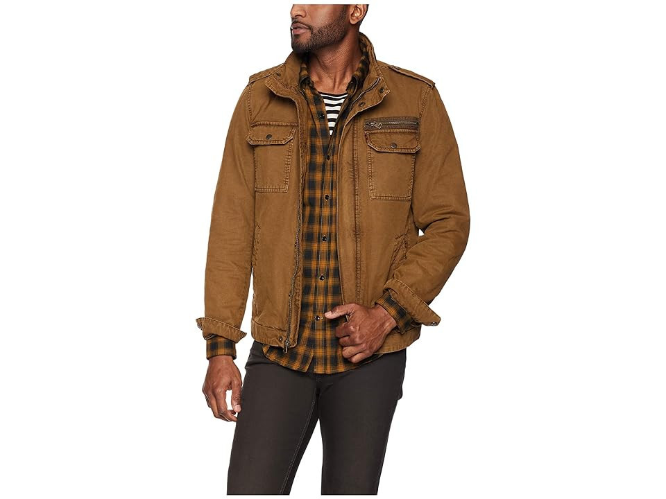 Levi's(r) Two-Pocket Military Jacket with Polytwill Lining Men's Coat Worker Brown : SM, Cotton/Polyester | Zappos