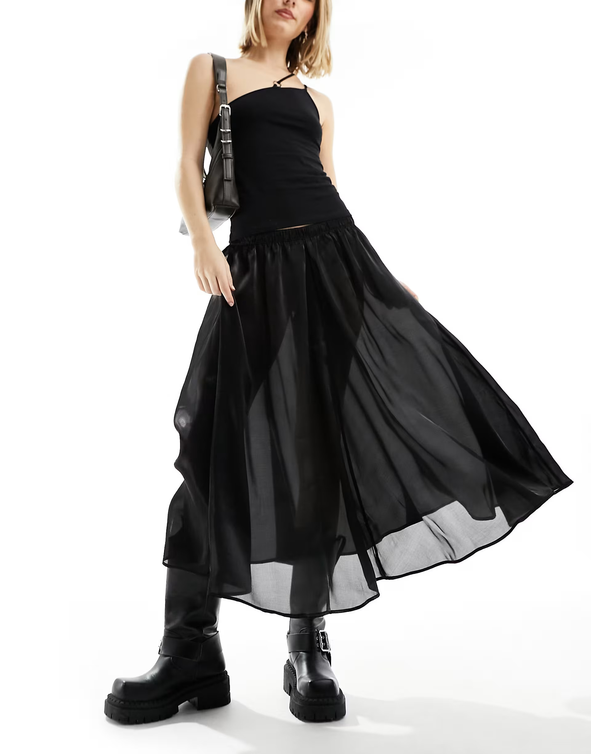 Weekday Kelly sheer full skirt in black | ASOS | ASOS (Global)