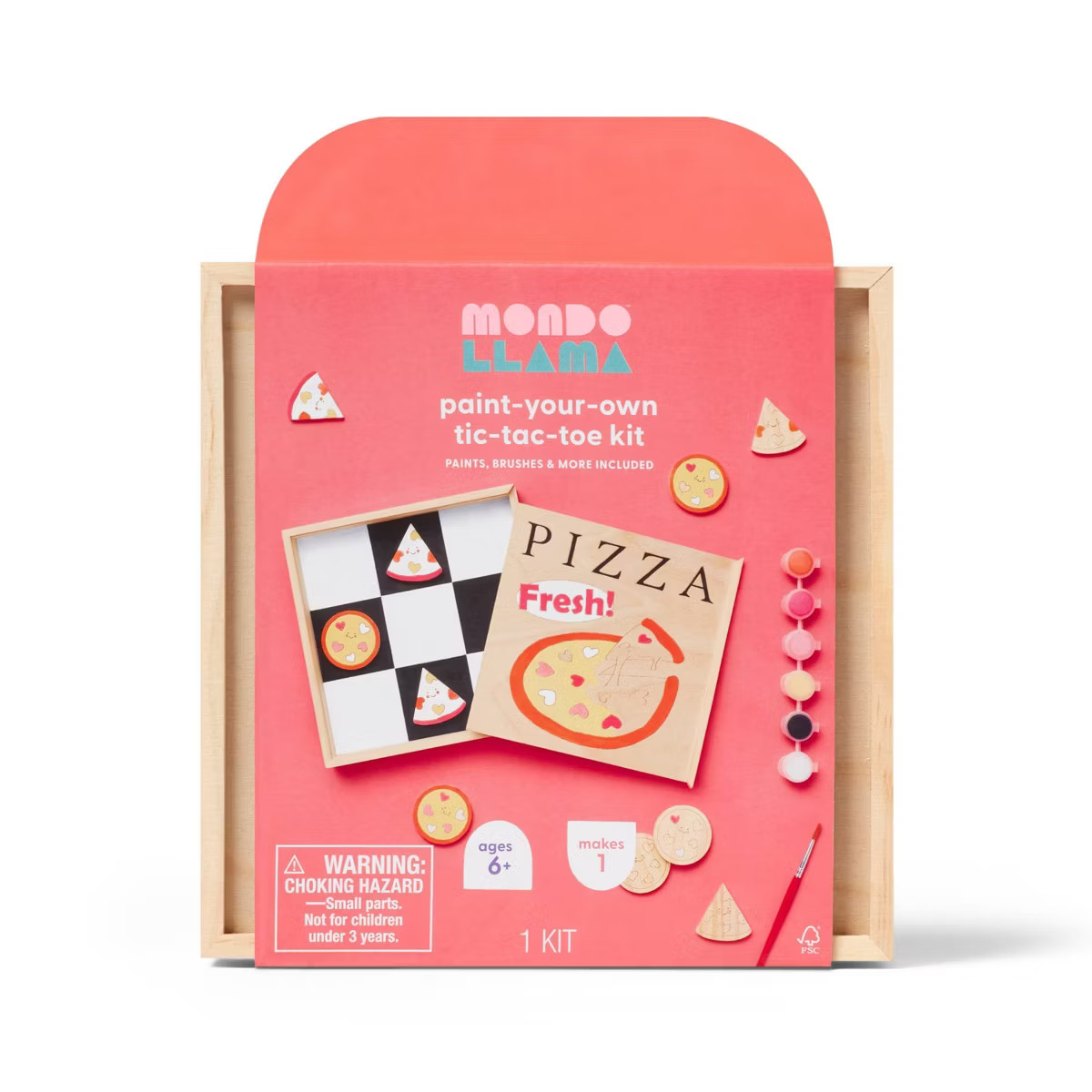 Valentine's Craft Paint - Your - Own Mini Pizza Tic - Tac - Toe Kit - Mondo Llama™ | Target