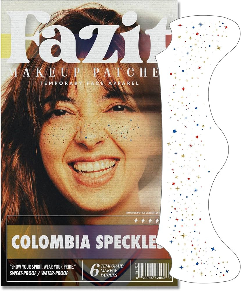 Fazit Colombia Soccer Speckles \u2013 Yellow, Blue, and Red Glitter Makeup Patches \u2013 Waterpr... | Amazon (US)