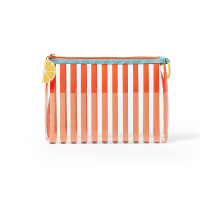 2 Color Striped Pouch - Coral/Pink - Silicone Pull | Target