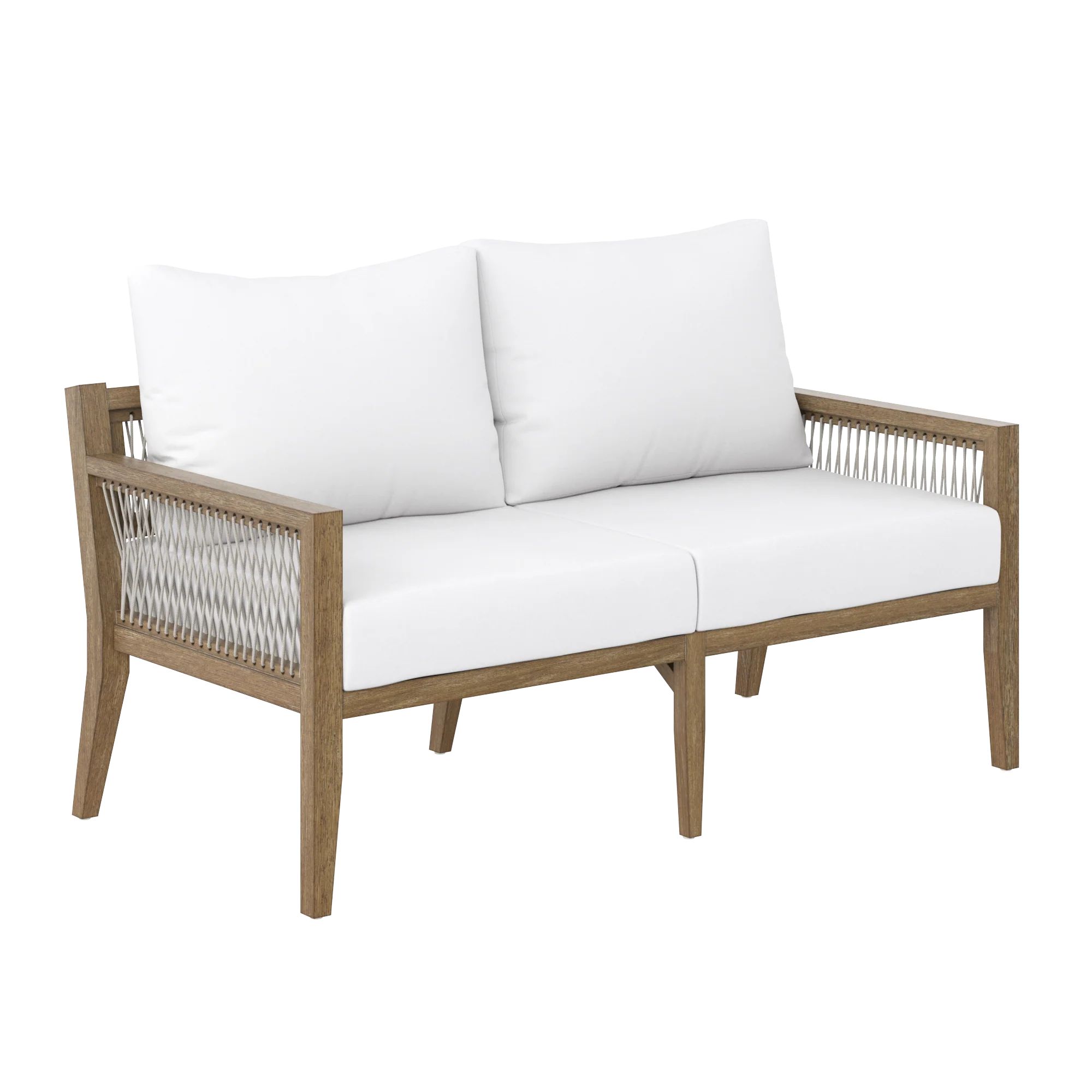 Wood & Rope Outdoor Patio Cushioned Loveseat | Nathan James