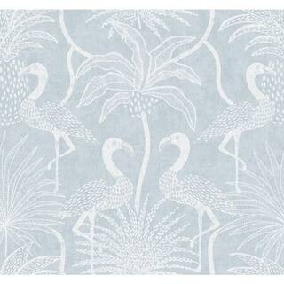 Biscayne Sky Blue Flamingo Beach Wallpaper | The Home Depot