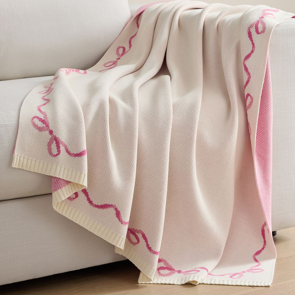 LoveShackFancy Bows Border Knit Throw | Pottery Barn Teen