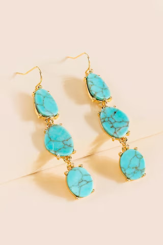 Liliana Turquoise Linear Drop Earrings | Francesca's