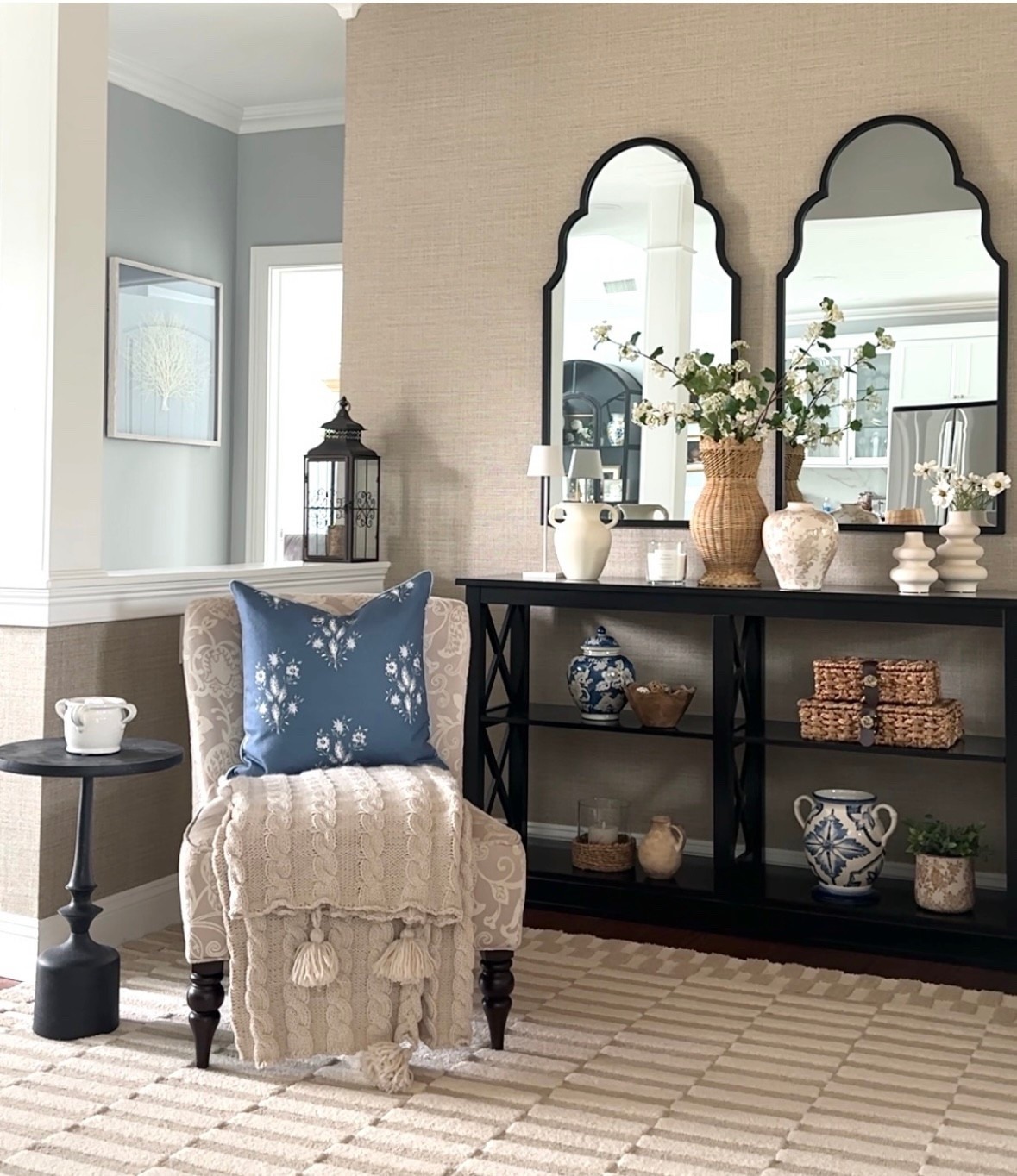New spring entryway! Shop new home decor accessories from Target, Amazon, I brought back my lighter neutral rug, candle on sale ships free, throw pillow, blanket, vases, florals and more follower favorites! Magnolia home, Wayfair. 

#LTKHome #LTKSaleAlert
