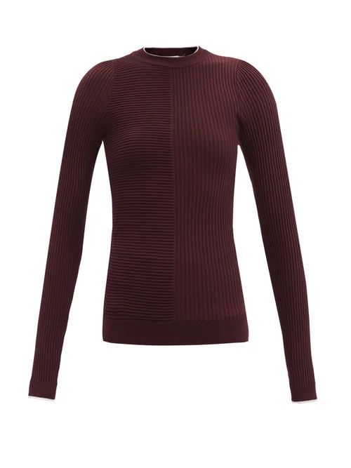 Vaara - Filipa Rib-knitted Wool Long-sleeved T-shirt - Womens - Burgundy | Matches (US)