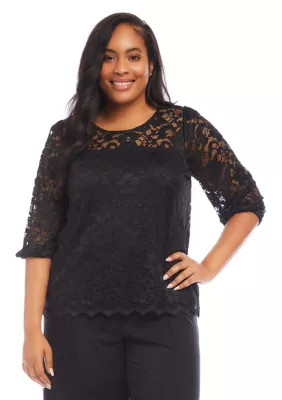 Karen Kane Plus Size 3/4 Sleeve Lace Top | Belk