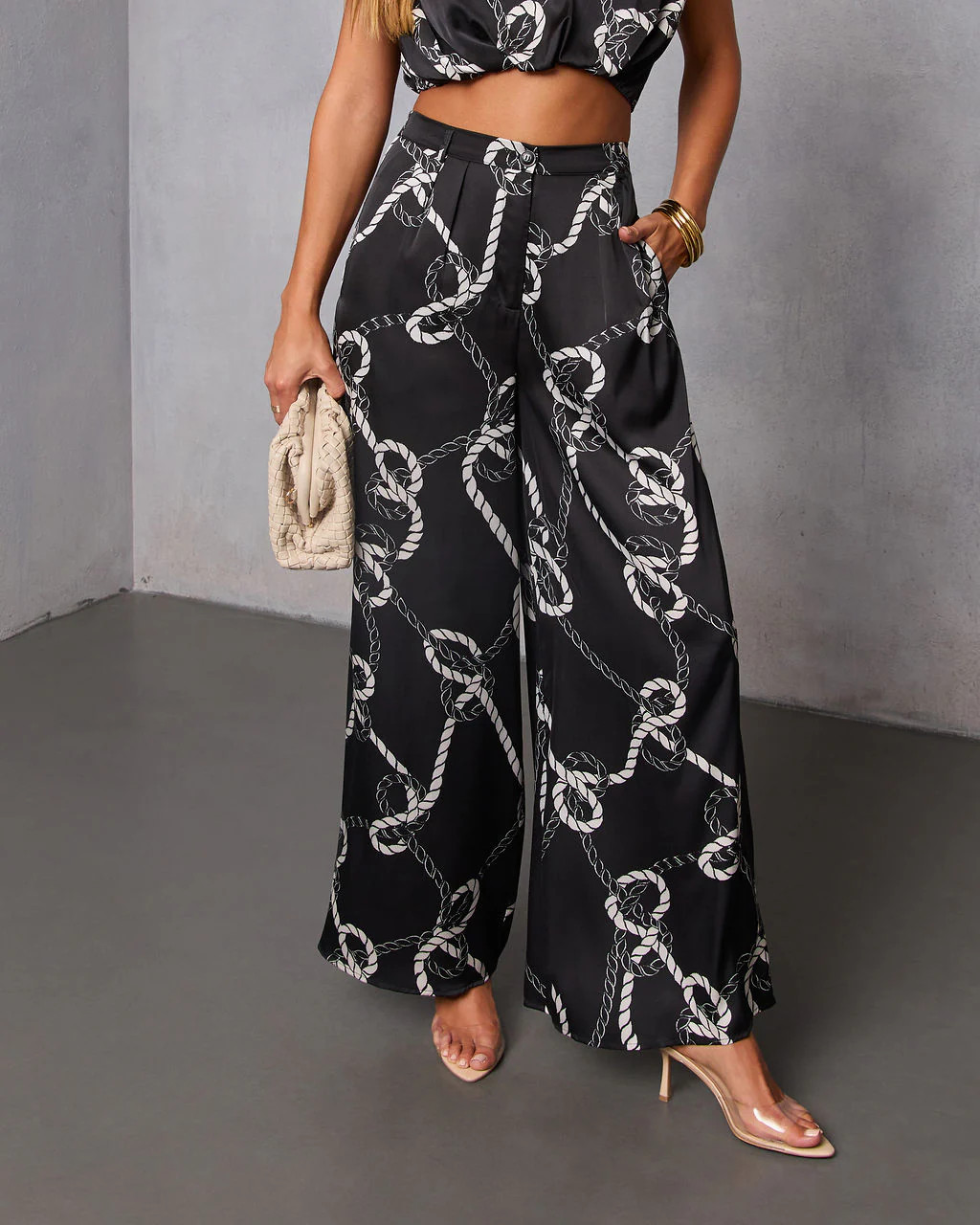 Dennie Printed Satin Wide Leg Pants | VICI