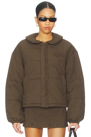 My Mum Made It Rosette Puffer Jacket in Ivy Check from Revolve.com | Revolve Clothing (Global)