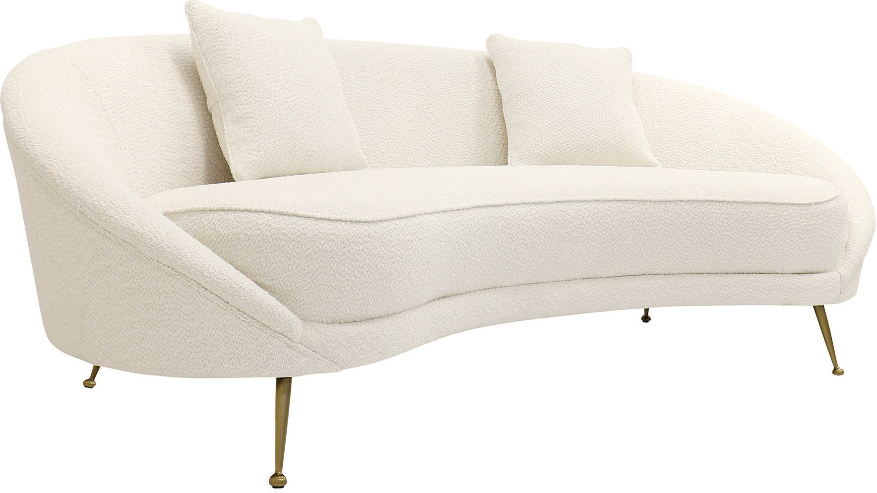 Vicenza Upholstered Curved Sofa In Ivory and Gold | 1stopbedrooms