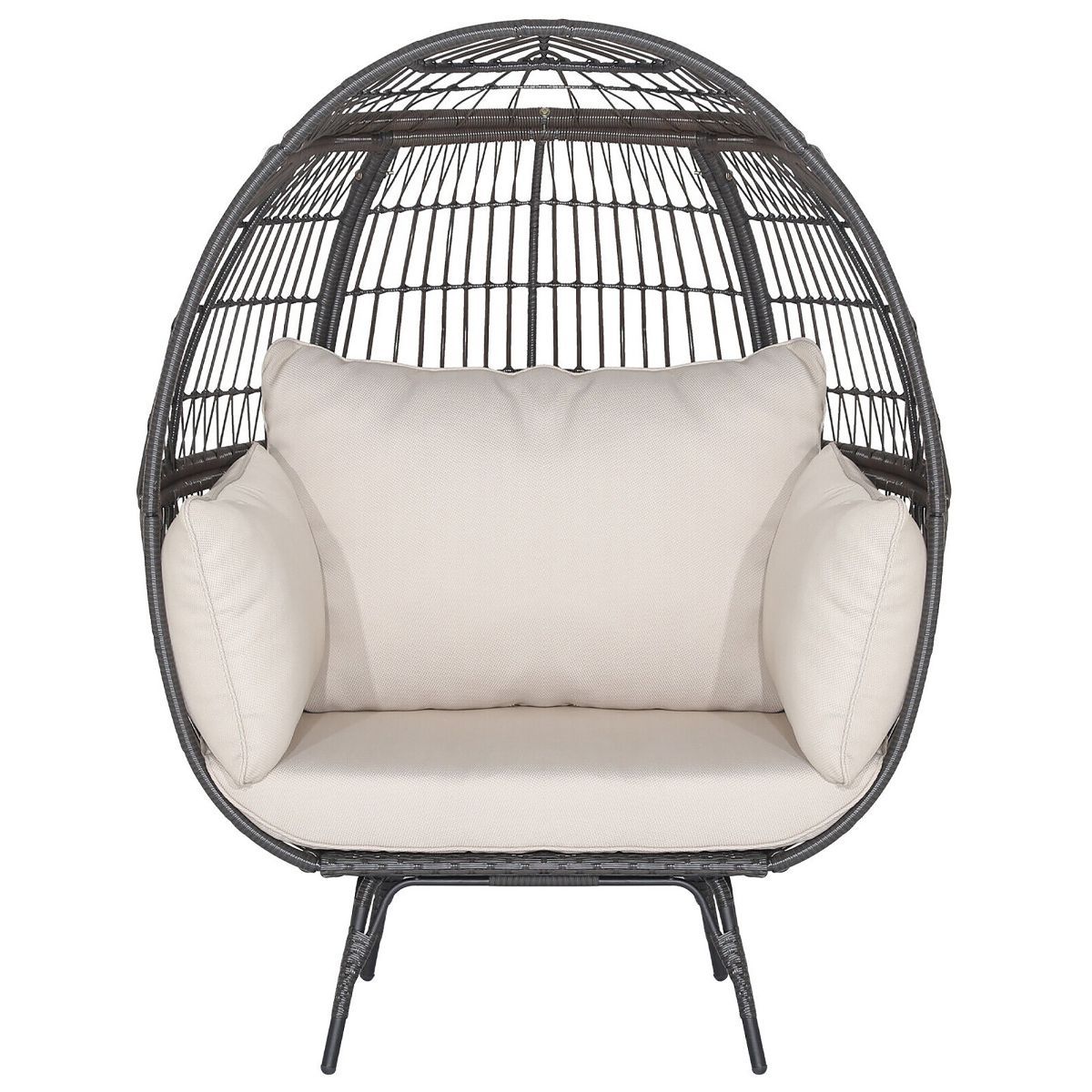 Tangkula Patio Rattan Wicker Lounge Chair Oversized Outdoor Metal Frame Egg Chair w/ 4 Cushions | Target