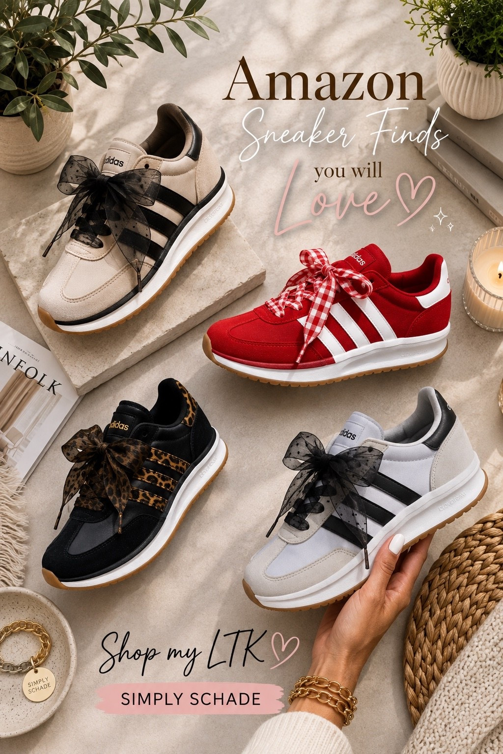 The cutest sneaker finds for fall 🤎👟✨ These are such an easy way to make a basic outfit feel a little more fun — and the ribbon laces are EVERYTHING! 🎀 I linked all of my favorites on my LTK so you can shop them below! 🛍️

#LTKshoecrush #LTKfindsunder100 #LTKstyletip #AmazonFashion #AmazonFinds #SneakerStyle #FallStyle #SimplySchade

#LTKgrwm #LTKfitnessgoals #LTKActive