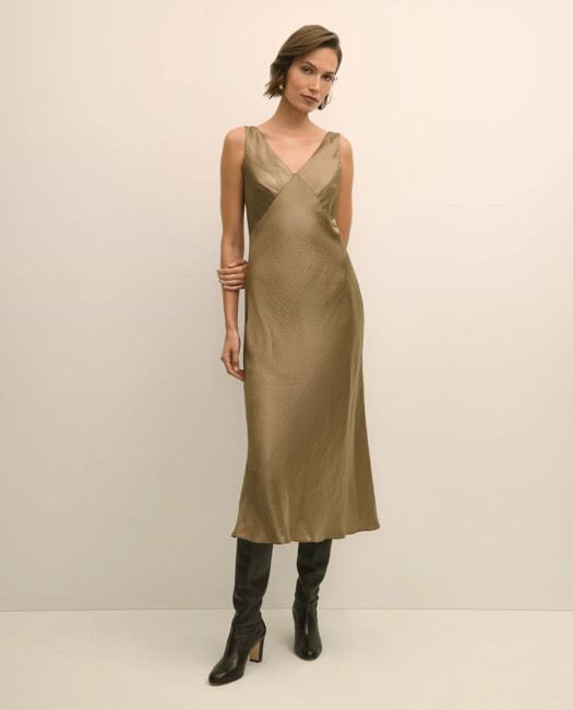 Brooks Brothers Women's Viscose Bronze-Gold Slip Dress | Size 8 | Brooks Brothers