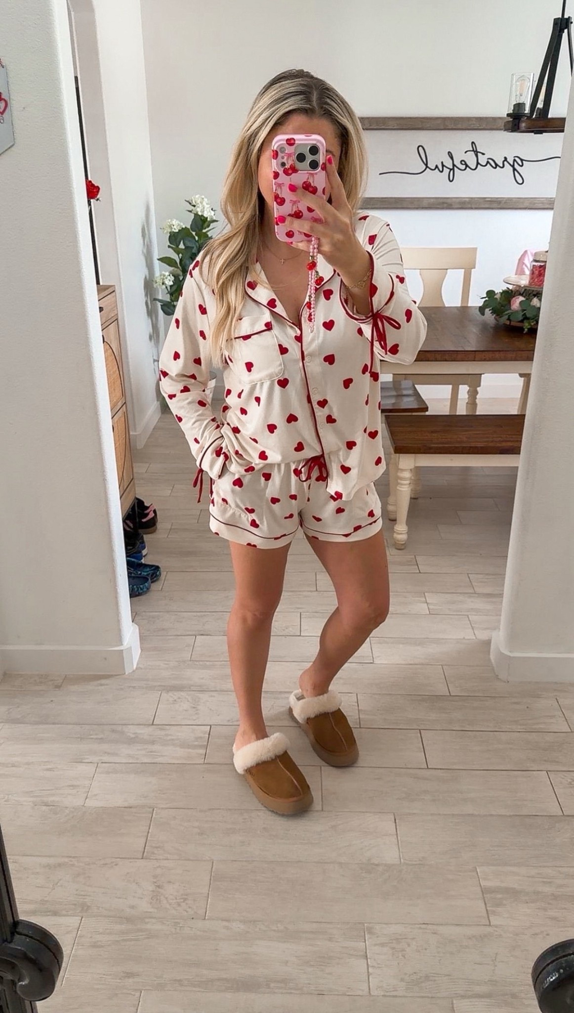 Valentine’s Day pjs 
Size m
Ugg slippers up a size 


#LTKValentine