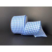 2.5"" X 10 Yard Roll Wired, Light Blue Gingham Ribbon Roll, Summer Ribbon, Q732440-04 | Etsy (US)