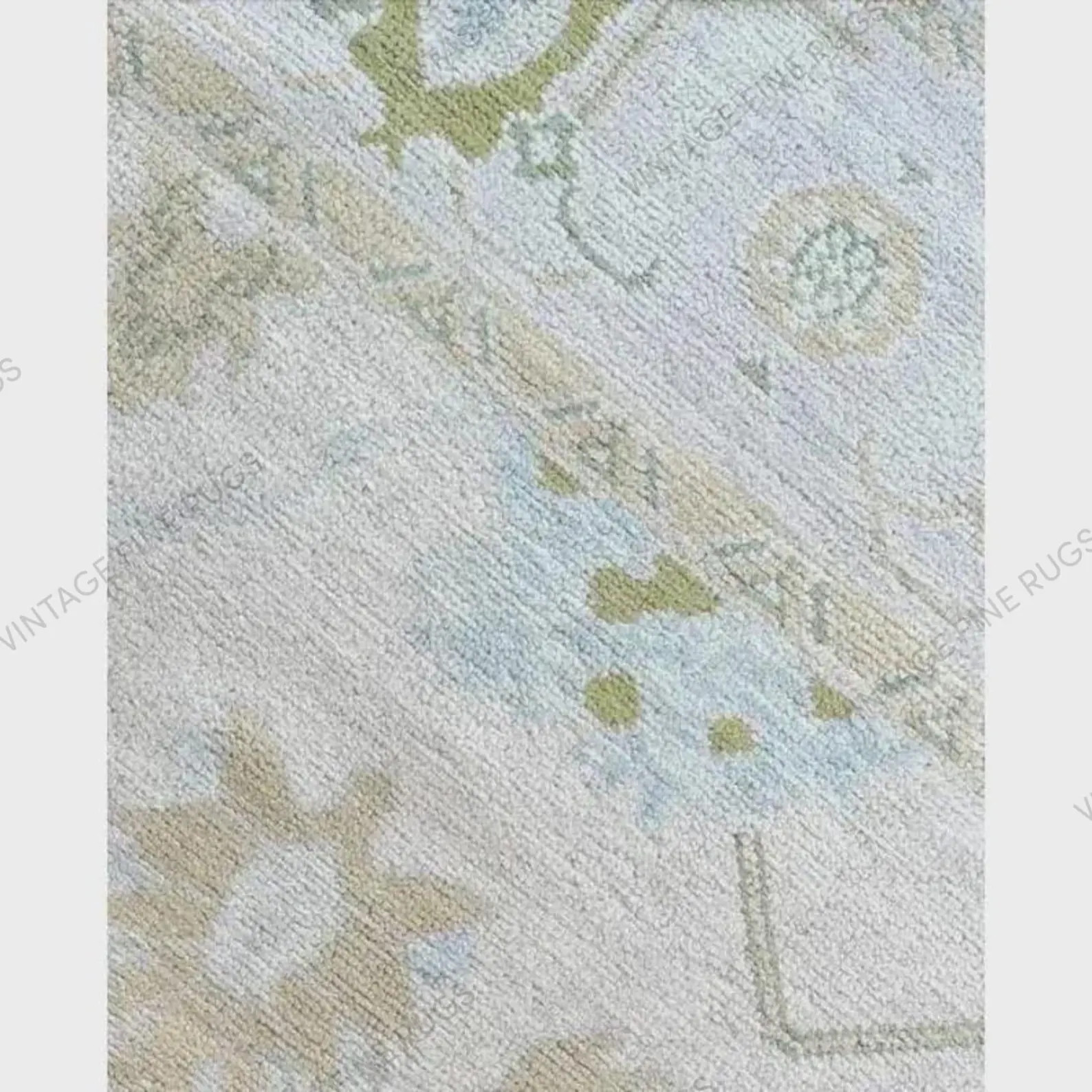 Modern Hand-Knotted Oushak Rug in Muted Sage & Sky Blue | 4x6 Wool Area Rug | Soft Pastel Antique... | Etsy (US)