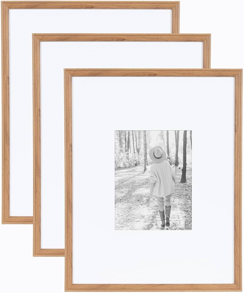 Kate and Laurel Adlynn Rectangle Picture Frame Set of 3, 16 x 20 matted to 8 x 10, Brown, Transit... | Amazon (US)