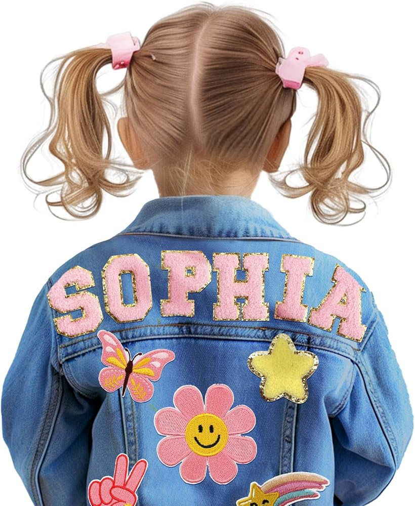 Personalized Kids Denim Jacket with Names, Custom Long Sleeve Denim Jacket for Girls Toddlers, Sp... | Amazon (US)