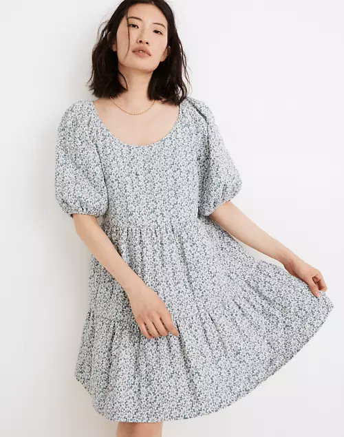 Quilted Puff-Sleeve Mini Dress in Sunflower Field | Madewell