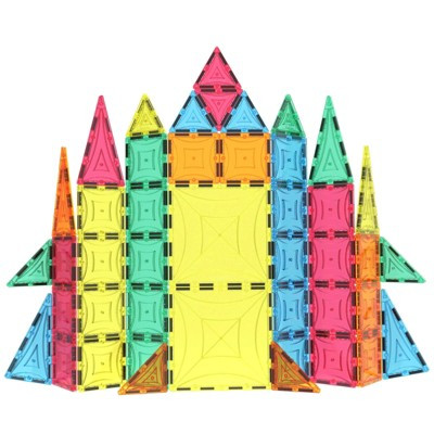 Mag-Genius Magnet Tiles - Clear Magnetic 3D Building Blocks - Cubes, Pyramids, Geometric Shapes - Educational Toys, 60 Pieces | Target