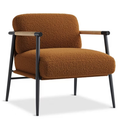 Modern Accent Chair, Cozy Reading Chair Upholstered in Plush 420g Fabric, with Spring Foam Cushion, for Bedroom and Living Room, Brown | Target