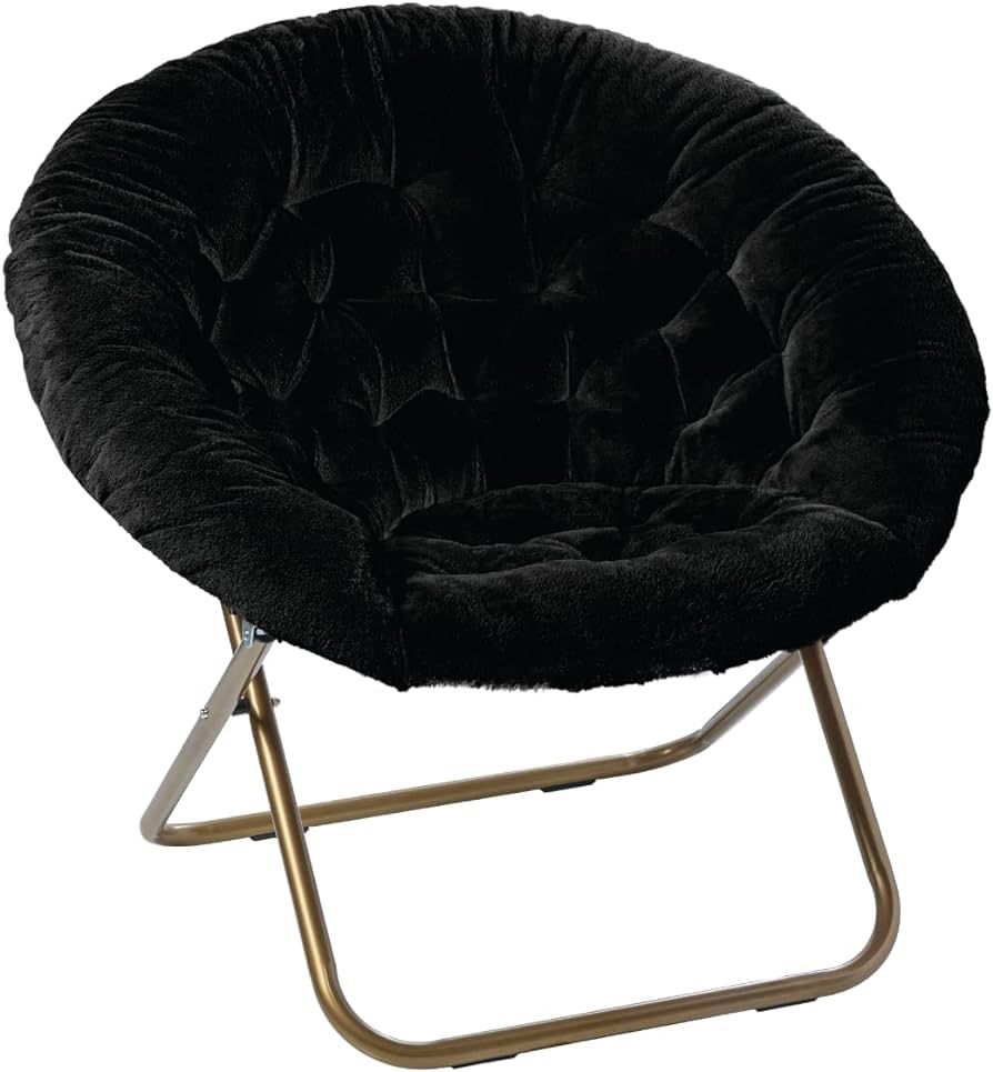 Milliard Cozy Chair/Faux Fur Saucer Chair for Bedroom/X-Large (Black) | Amazon (US)