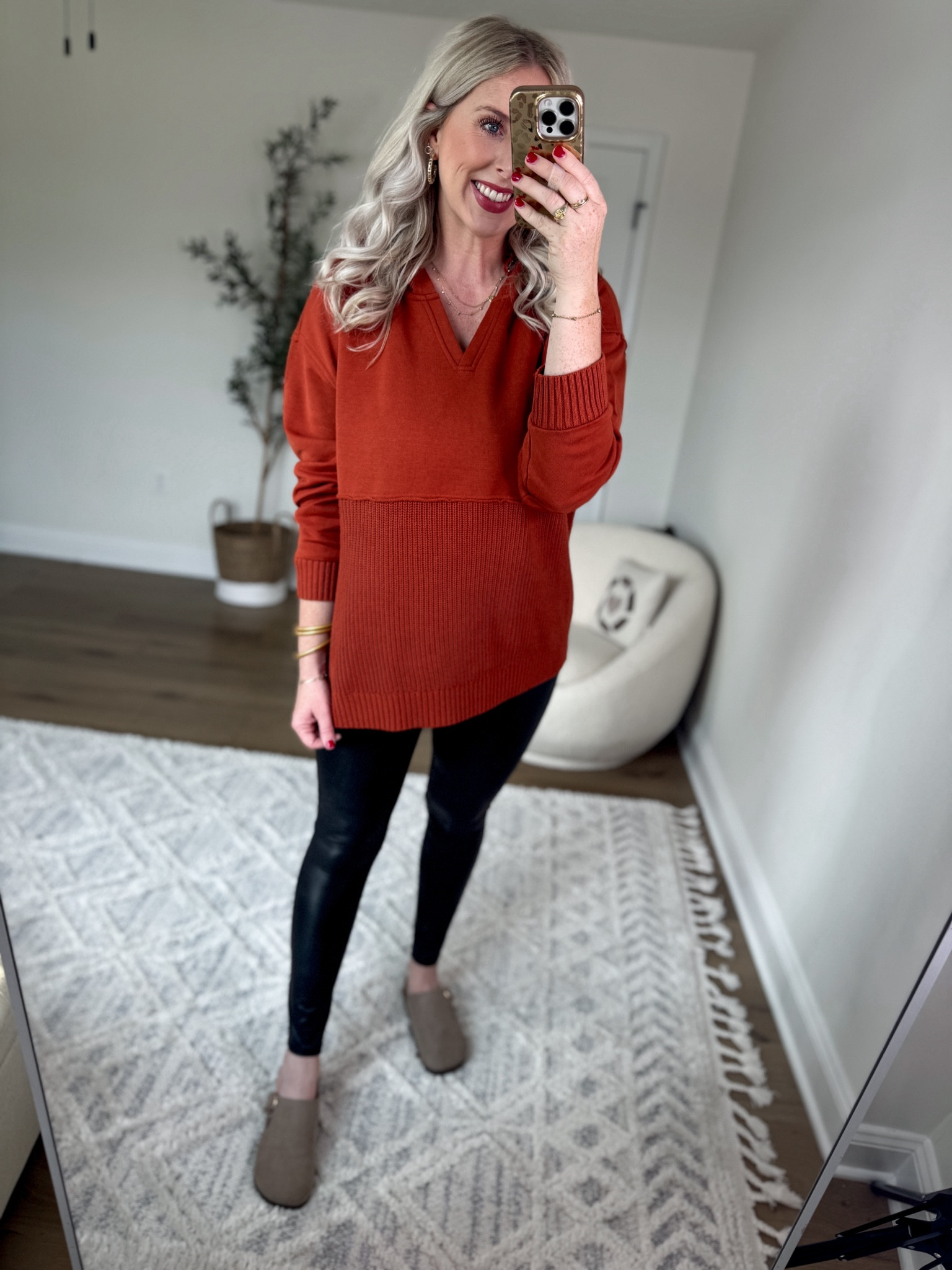 Daily try on, Walmart outfit, Walmart fashion, Walmart try on, time and tru, mixed media hoodie, Spanx faux leather leggings, clogs 

#LTKFindsUnder50 #LTKSeasonal #LTKStyleTip