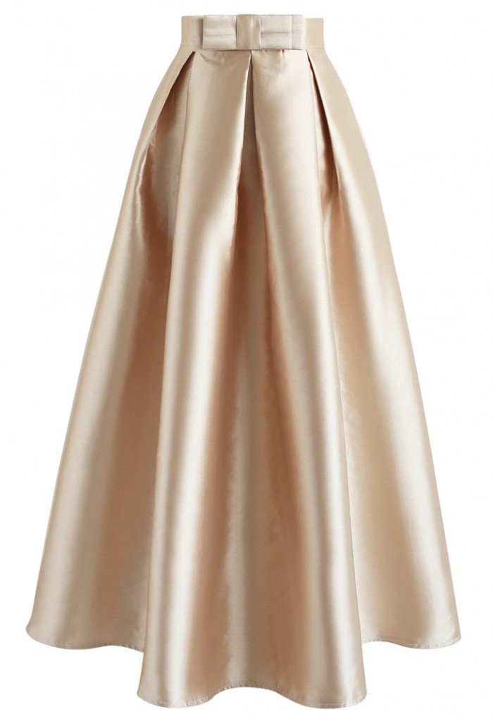 Luxurious Night Bowknot Pleated A-Line Skirt | Chicwish