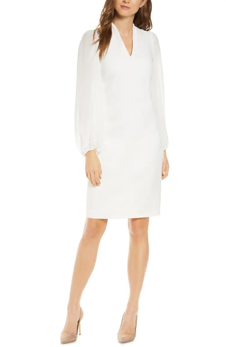 Chiffon Long Sleeve Crepe Dress | Nordstrom