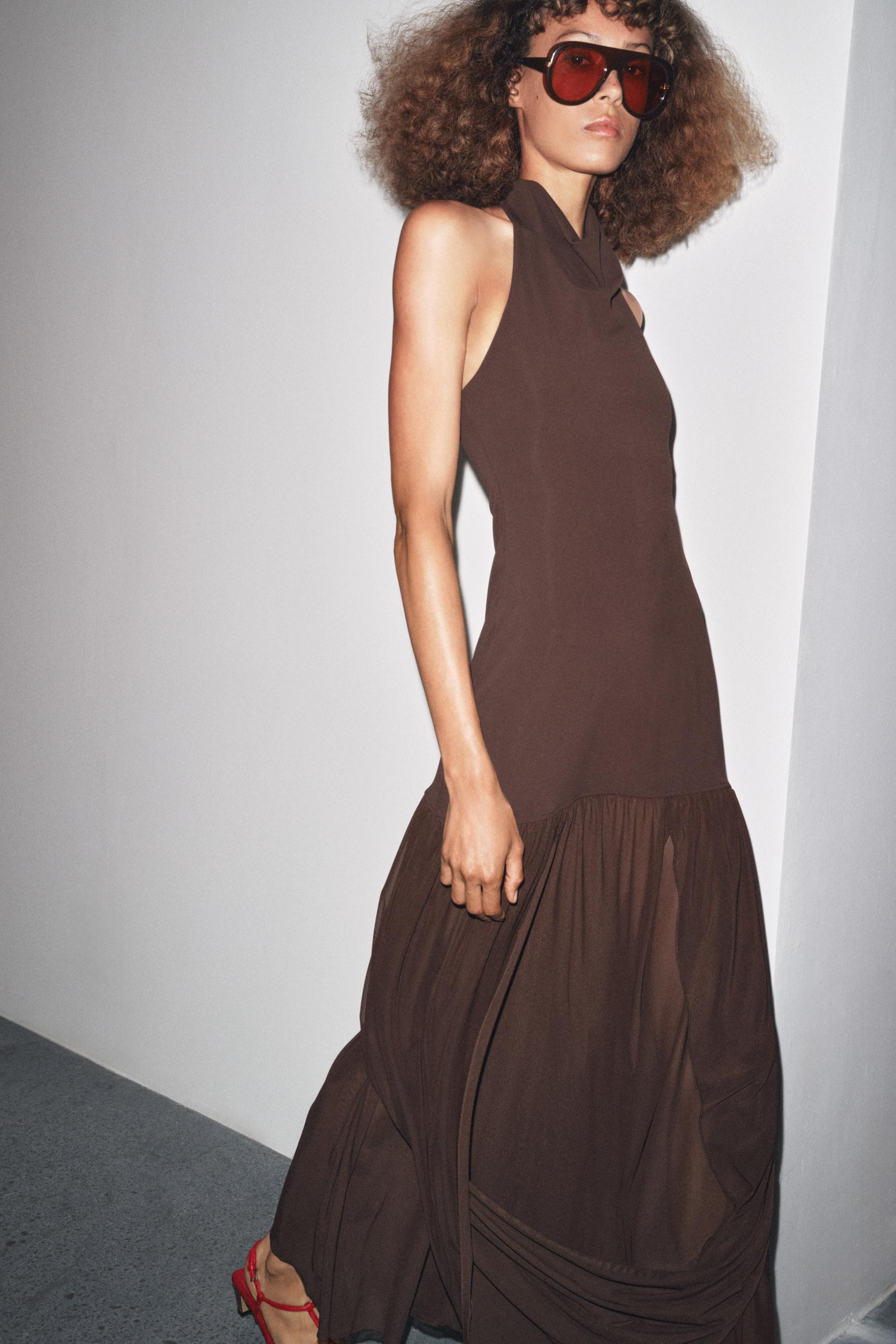 HALTERNECK DRESS WITH MATCHING DETAIL | Zara UK
