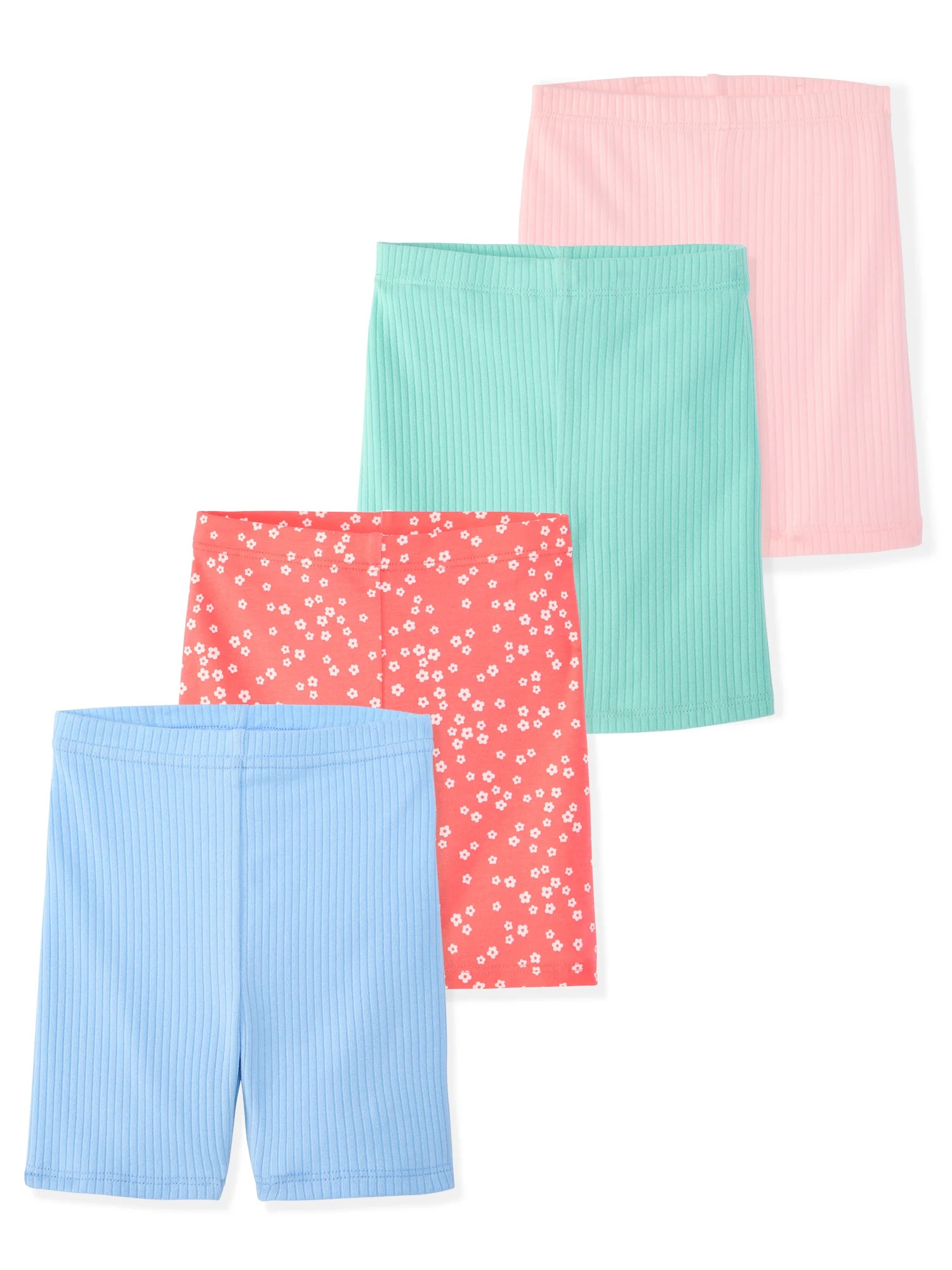 Garanimals Baby & Toddler Girl Ribbed Cotton Biker Shorts, Prints & Solids, 4-Pack, 0M–6T | Walmart (US)
