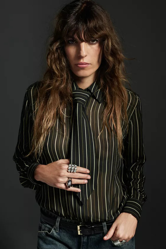 ZW COLLECTION FLOWY STRIPED TIE SHIRT | Zara US