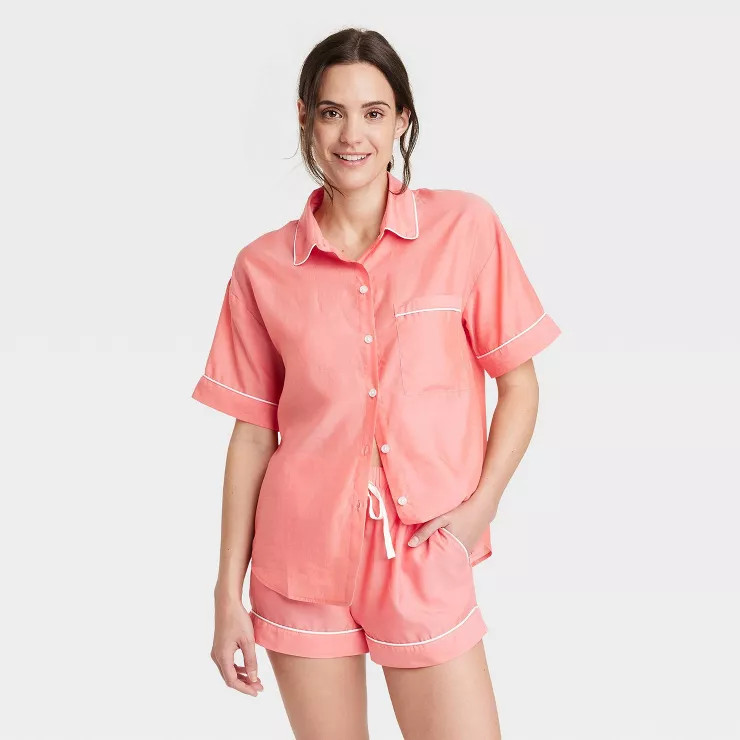 Women's Simply Cool Short Sleeve Notch Collar Top - Stars Above™ | Target