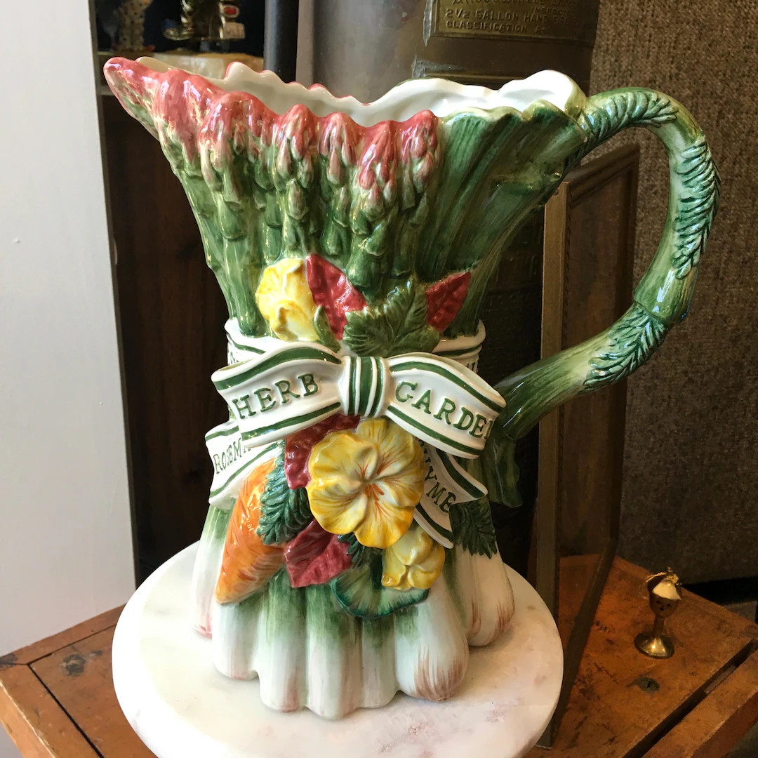 Fitz & Floyd Herb Garden Asparagus Pitcher \u2022 Ceramic Vase \u2022 Vintage Kitchen Decor \u202... | Etsy (Global)