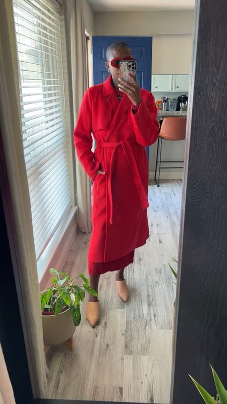 Color for fall! Red double faced wool trench coat is great for upcoming holiday! 

#LTKHoliday