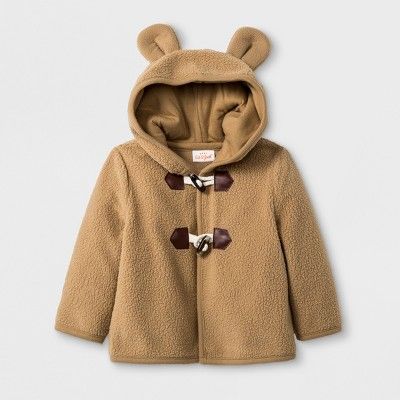 Baby Boys' Critter Button-Up Sweater with Kangaroo Pocket and Hood - Cat & Jack™ Brown | Target