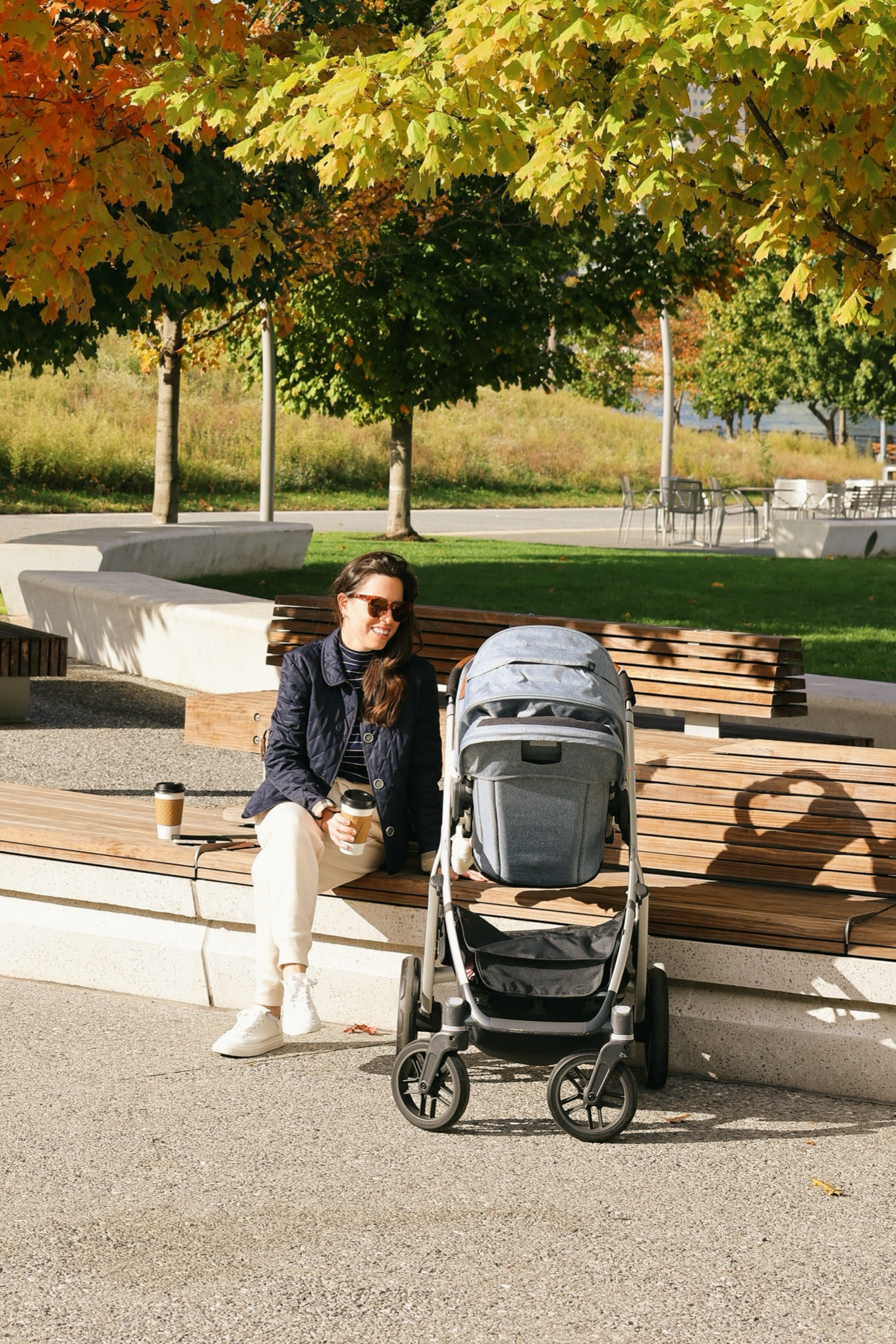 Navy quilted jacket, small.
Joggers, small.
White sneakers.

#LTKFindsUnder50 #LTKFamily